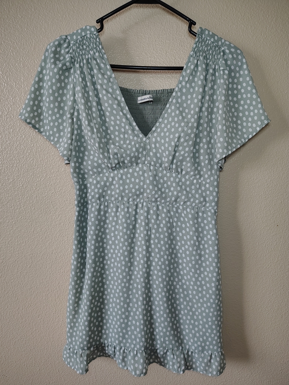 Abercrombie & Fitch Mint Green Polka Dot Mini Dress in Petite